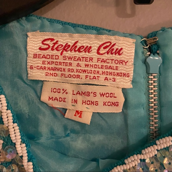 Vintage Blue Bead Stephen Chu Blouse - Picture 3 of 9